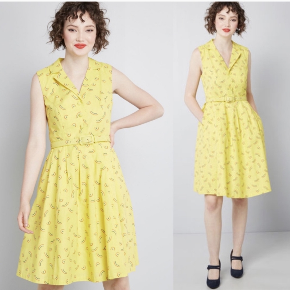 Modcloth Yellow Rainbow Dress 🌈